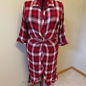 Dex plaid twist waisted dress